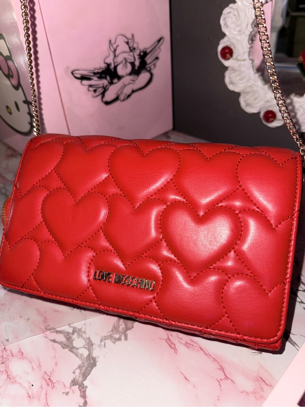 Love Moschino Red Heart Pattern Crossbody - Picture 10 of 16